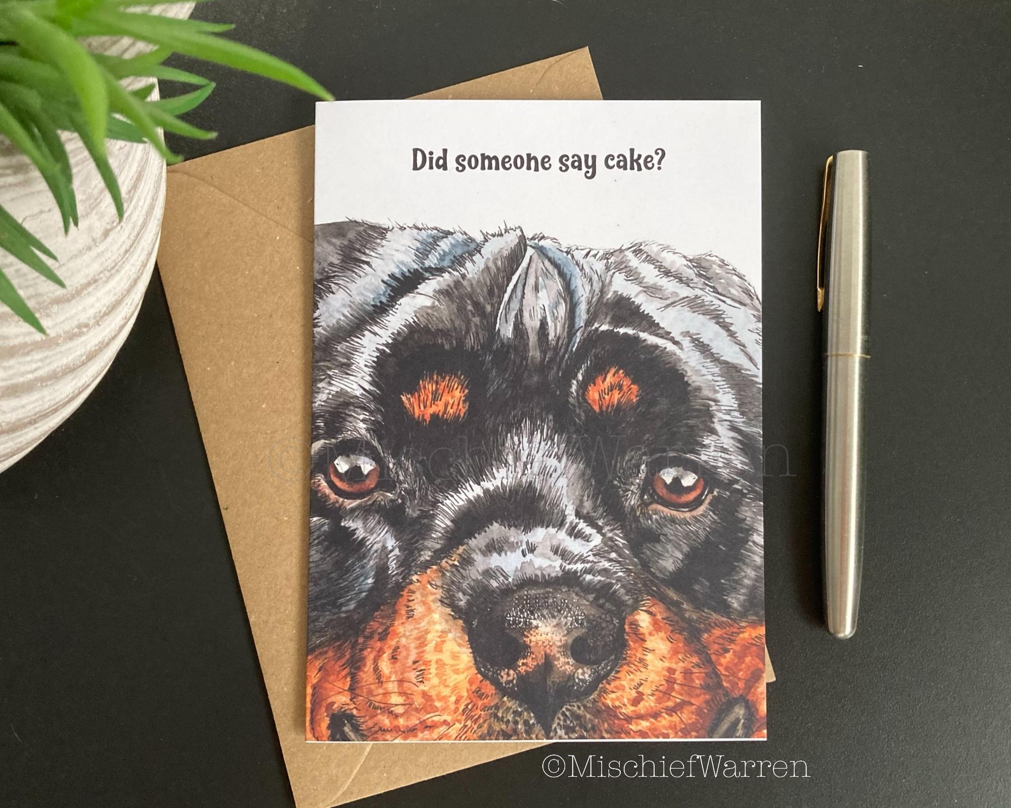 Funny Rottweiler Birthday Card - 145x145mm Premium Greeting Card With Envelope