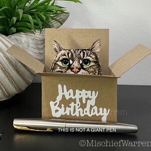 Tabby Cat Birthday Card; the Original Cat in a Box Card. 3D Gift Card ...