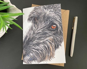 Scottish Deerhound Dog Handmade Art Card. Blank for any occasion: birthday, Mother’s Day, Father’s Day or Christmas perhaps.