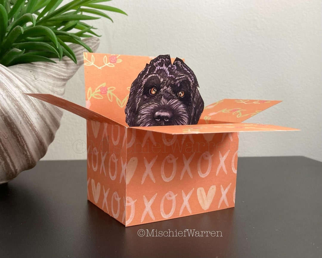 Cockapoo or Labradoodle Card. 3D Box Card, Blank or Personalised ...