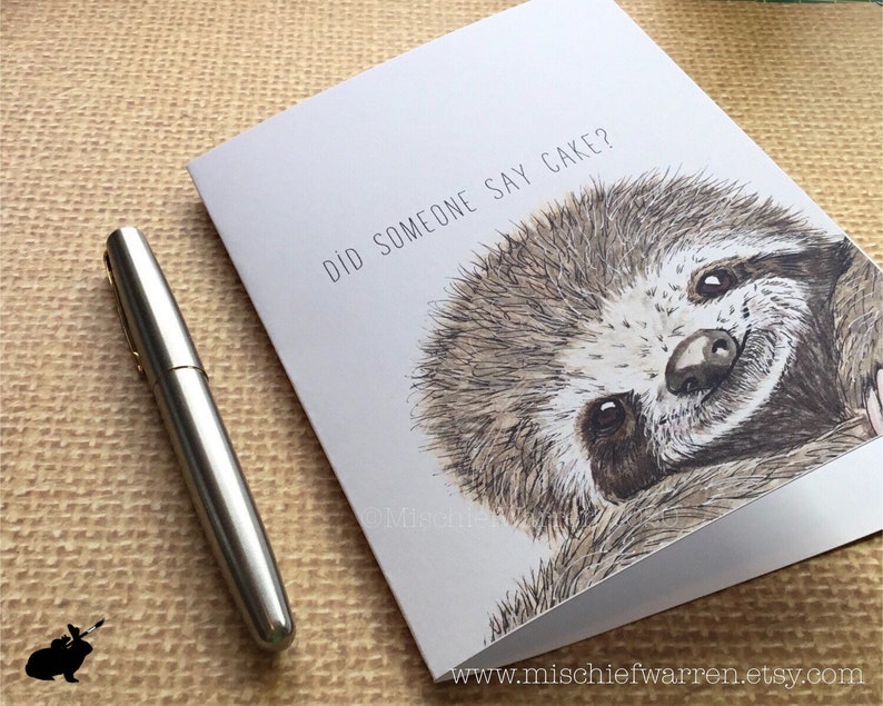 Faultier Karte Hat jemand Kuchen gesagt Handgemachte blanko | Etsy