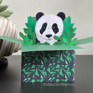 Panda 3D Box Card. Blank or personalised; Easter, birthday, Mother’s Day, Father’s Day. Gift card holder.