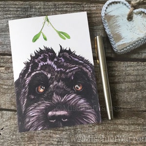 Black Cockapoo Weihnachtskarte oder Labradoodle Weihnachtskarte. Kann direkt senden.