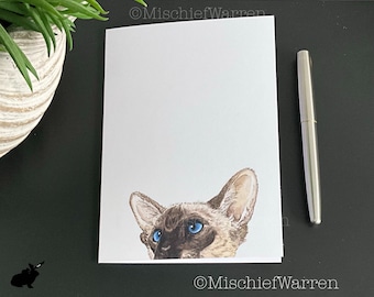 Siamese Cat Card. Blank or personalised birthday, Easter, Mother’s Day, Father’s Day or Christmas card for cat lover.