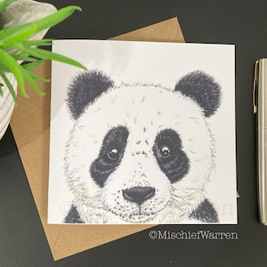 Personalisierte Panda Karte. Blank oder personalisiert für: Geburtstag, Valentinstag, Danke, Ostern, Muttertag, Vatertag, Weihnachtskarte.
