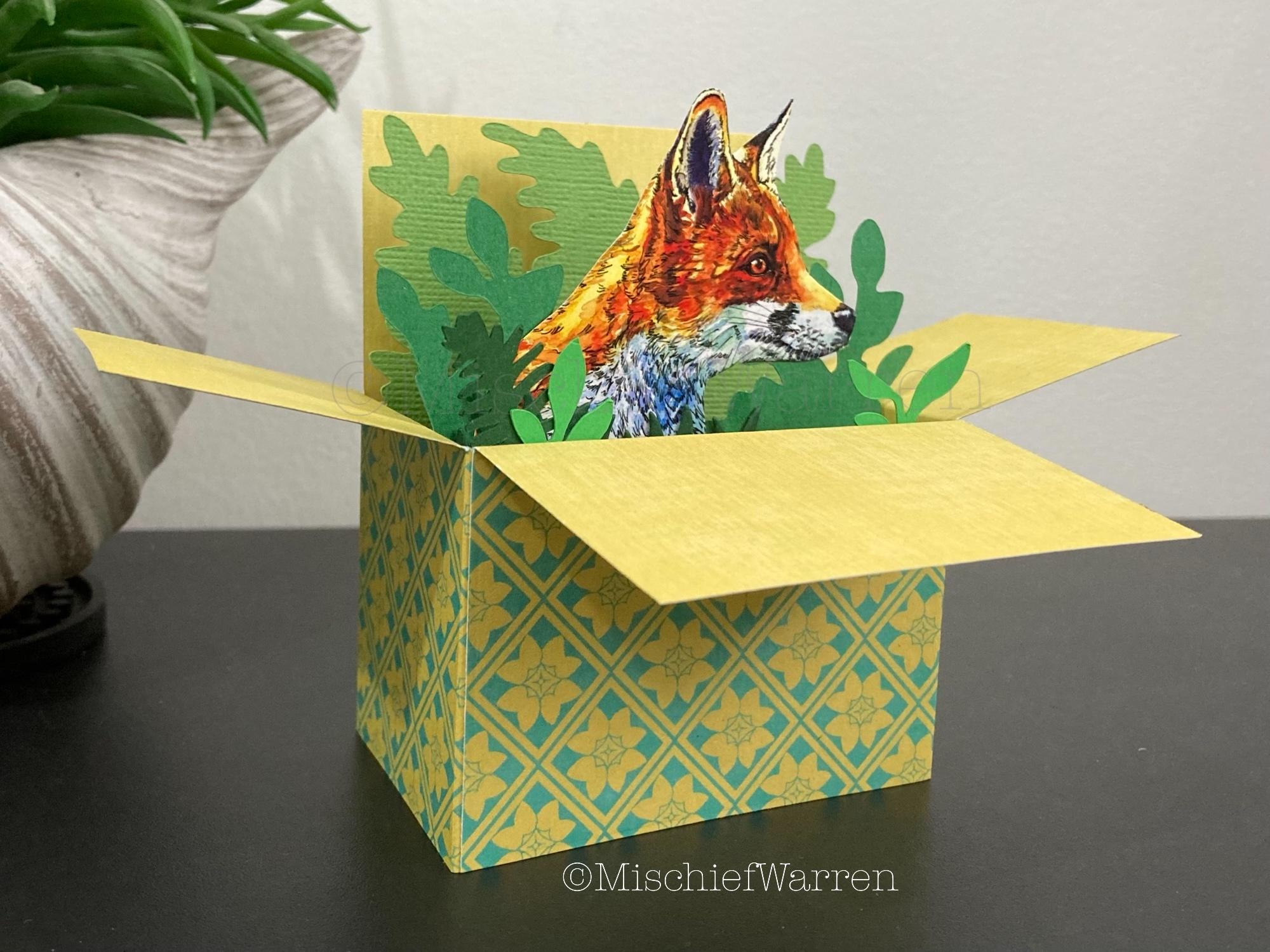 Red Fox 3D Box Card: Handmade Wildlife Gift Card Holder