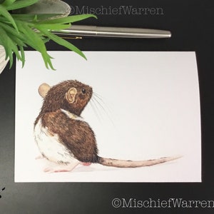 Rat Card. Personalised or blank rat card for birthday, thank you, congratulations. Art card for rat lover.