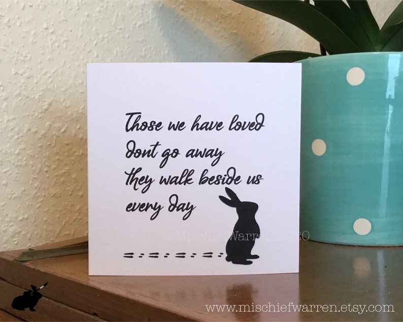 Sympathy Card for Rabbit Owner Condolence in Bereavement. Etsy UK