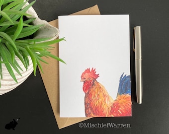 Cockerel or rooster card. Blank or personalised card for; birthday, mothers day, Father’s Day, Christmas, for chicken lover.