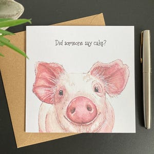 Ferkel Geburtstag oder Feier Karte. Hat jemand Kuchen gesagt?  Lustige Karte für Schwein Liebhaber.