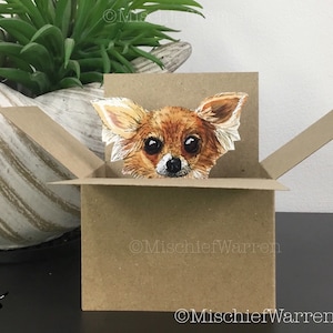 Carte chihuahua. Boîte 3D vierge ou personnalisée ; anniversaire, fête des mères, fête des pères, porte-cartes cadeau, pour les amoureux des chiens jouets.