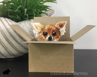 Chihuahua Card. 3D Box Card Blank or personalised; birthday, Mother’s Day, Father’s Day, gift card holder, for toy dog lover.