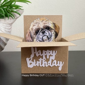 Shih Tzu Geburtstagskarte. Blank oder personalisiert. Recycelte Karte. Shitzu 3D Geburtstagsgeschenk Kartenhalter.
