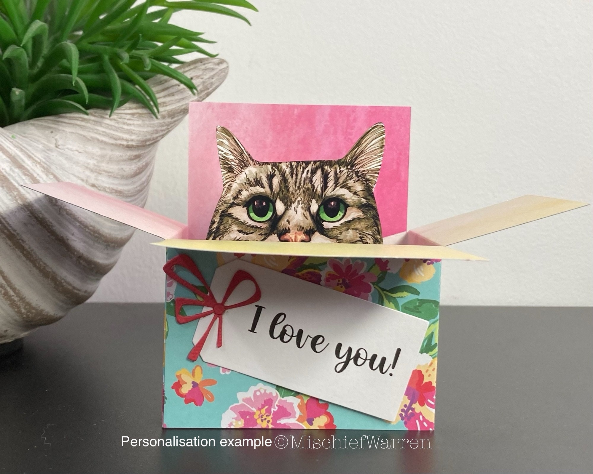 Tabby Cat Box Card: Personalised for Any Occasion, 3D Gift Card Holder ...
