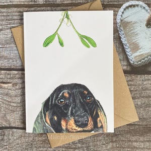 Dackel Weihnachtskarte. Blank Kunstkarte. Kann direkt senden. Weihnachtskarte für Doxie (Wurst) Hundeliebhaber. Universell.