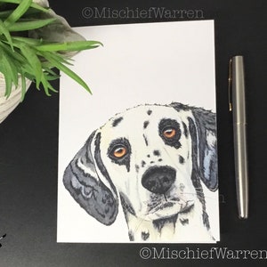 Carte d'art chien dalmatien noir. Personnalisé pour ; anniversaire, anniversaire, merci, Pâques, fête des mères, fête des pères ou Noël peut-être.