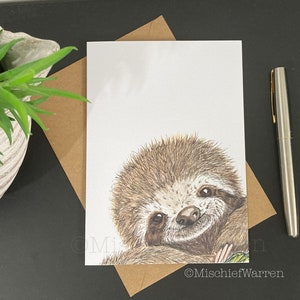 Sloth Card Personalised or Blank. Birthday, Valentine’s, Easter, Mother’s Day, Father’s Day, Christmas card.