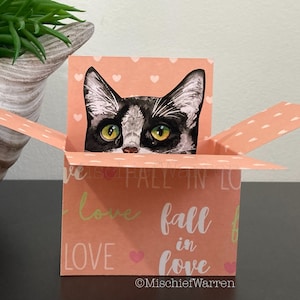 Tuxedo Cat Box Karte. Die Original Katze in der Box Karte. Valentinstag, Hochzeit, Jahrestag Geschenkkartenhalter. Blank oder personalisiert.
