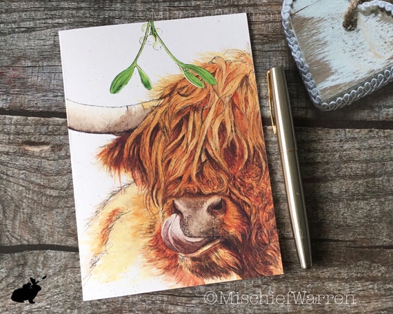 Highland Cow Christmas Card: Scottish Coo Art Card