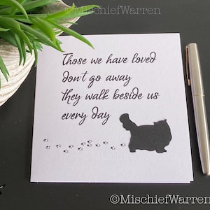Pet Cat Loss Sympathy Card for long haired cat owner condolence in bereavement. Those we have loved, walk beside us every day.