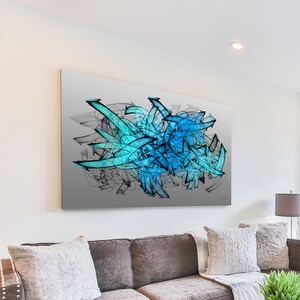 Modern Abstract Graffiti Wall Art, Large Contemporary Painting