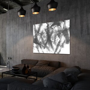 Large Black and White Modern Abstract Art, Original Contemporary Wall Art