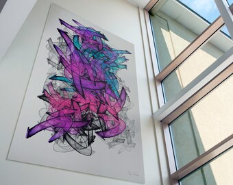 Large Abstract Graffiti Wall Art Painting