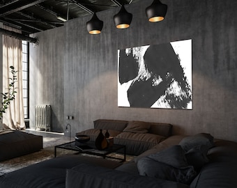 Large Black and White Modern Abstract Art, Original Contemporary Wall ...