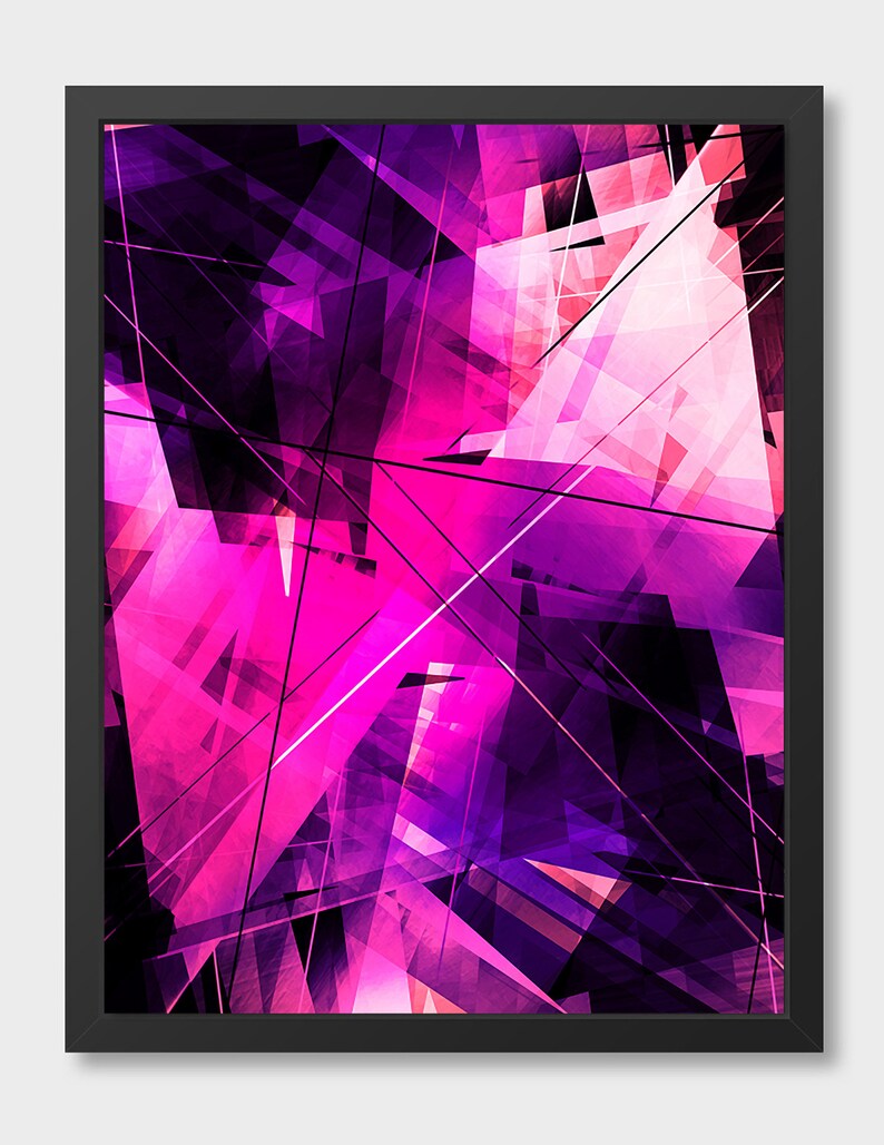 Edgy Hot Pink Geometric Abstract Print 'rebellious Reflections' - Etsy