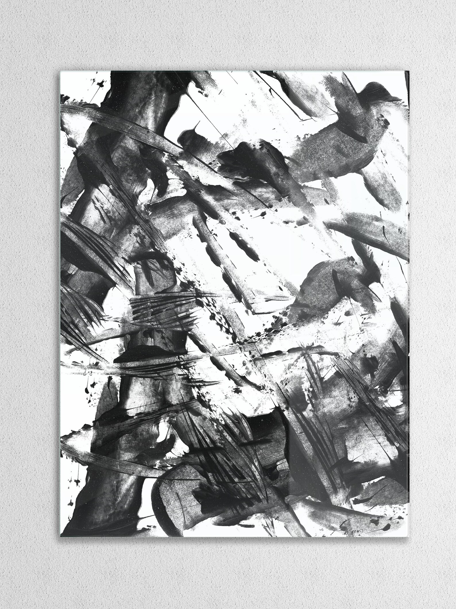 Large Black and White Modern Abstract Art, Original Contemporary Wall ...