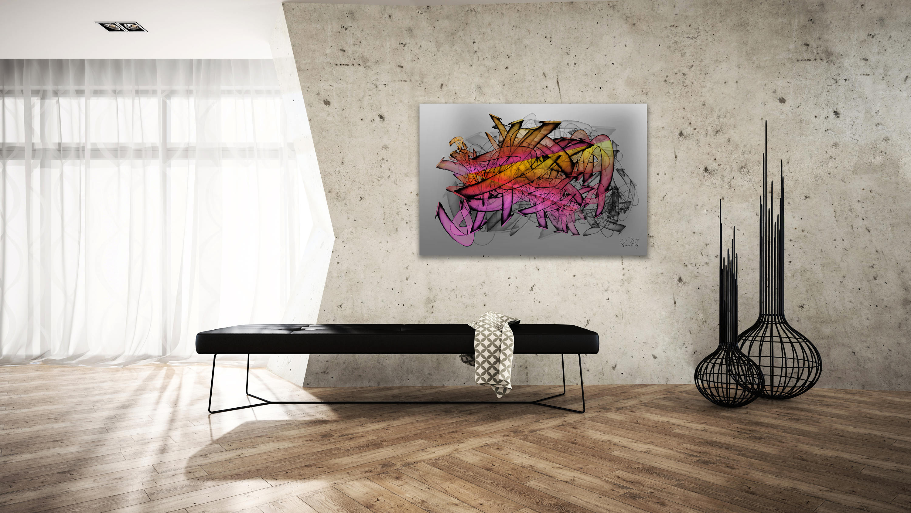 Picture of Large Modern Urban Loft Abstract Wall Art 'structura - Etsy