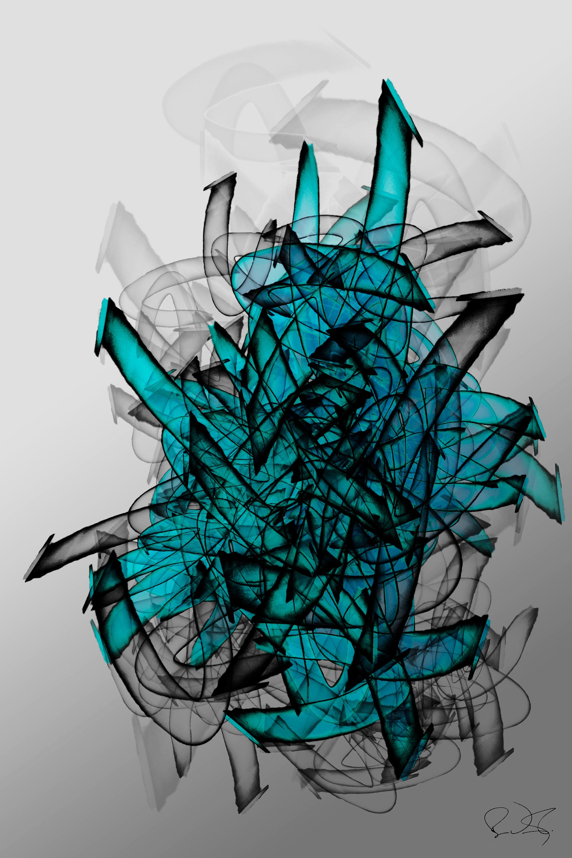 Aqua Modern Abstract Post Graffiti Art 'structura #21' - Etsy