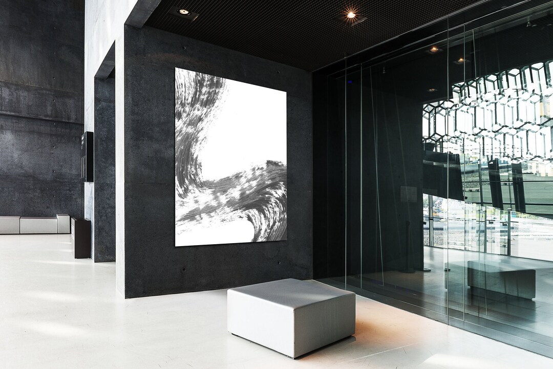 Large Black and White Modern Abstract Art, Original Contemporary Wall ...