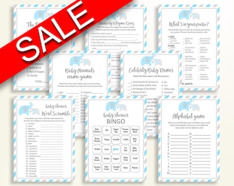 Games Baby Shower Games Elephant Baby Shower Games Blue Gray Baby Shower Elephant Games baby shower idea party décor printable instant C0U64