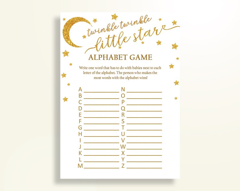 alphabet game baby shower abc game twinkle twinkle little star etsy