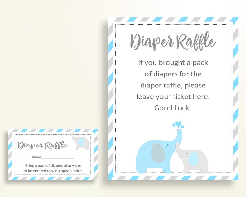 Diaper Raffle Baby Shower Diaper Raffle Elephant Baby Shower Etsy