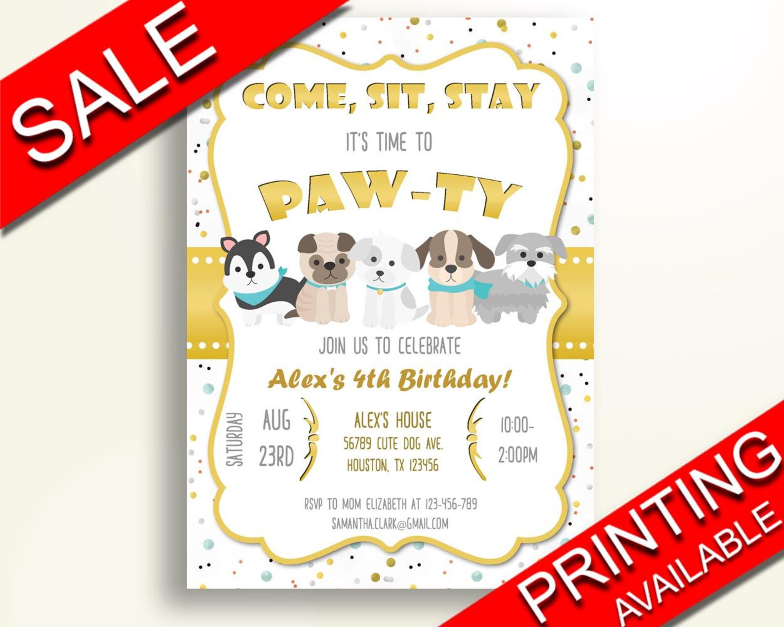 Dogs Birthday Invitation Dogs Birthday Party Invitation Dogs | Etsy