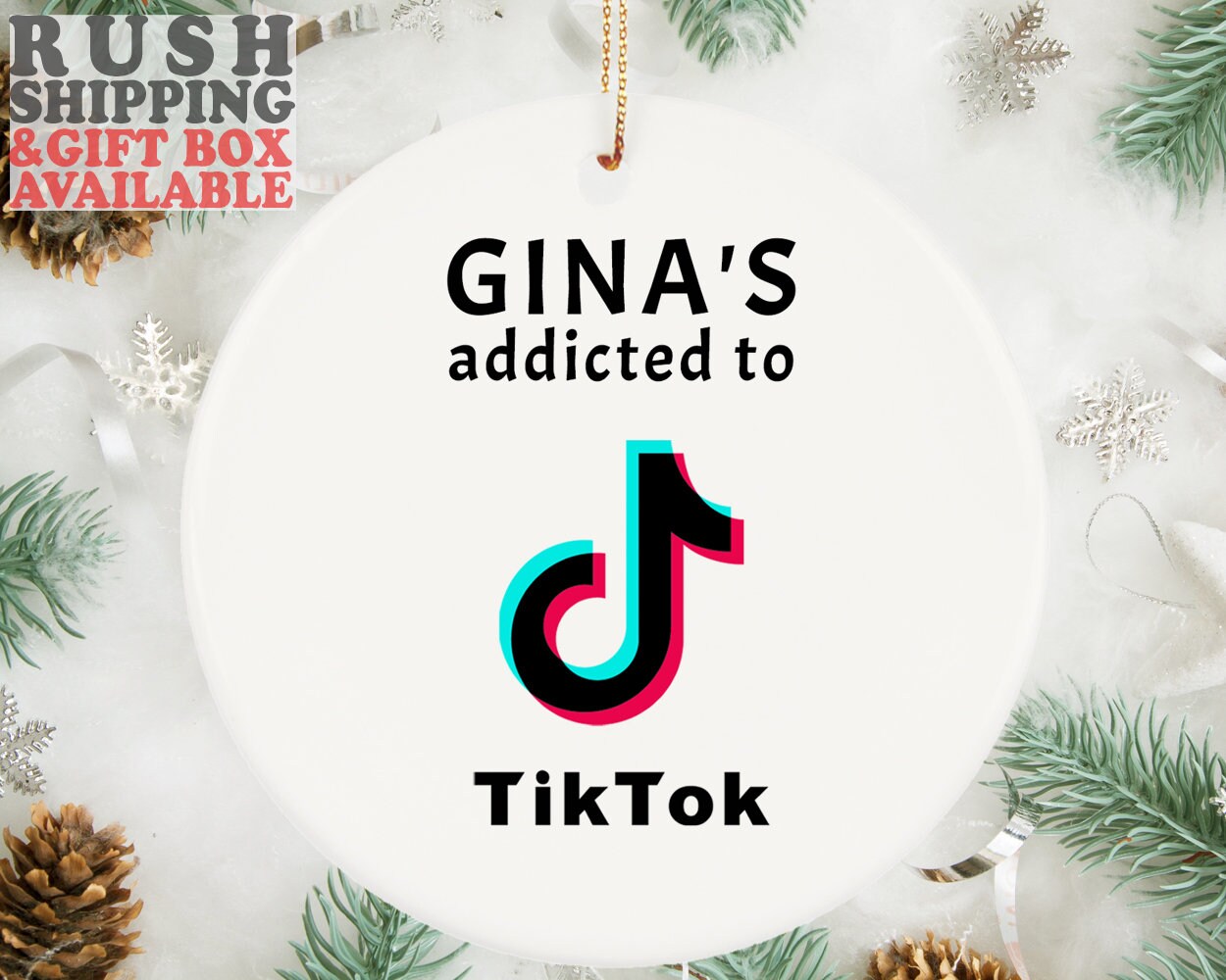 Personalized TikTok Addict Inspired Christmas Ornament Etsy