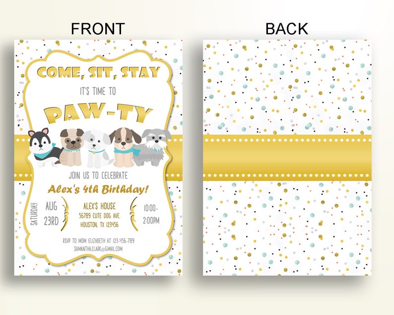 Dogs Birthday Invitation Dogs Birthday Party Invitation Dogs Etsy