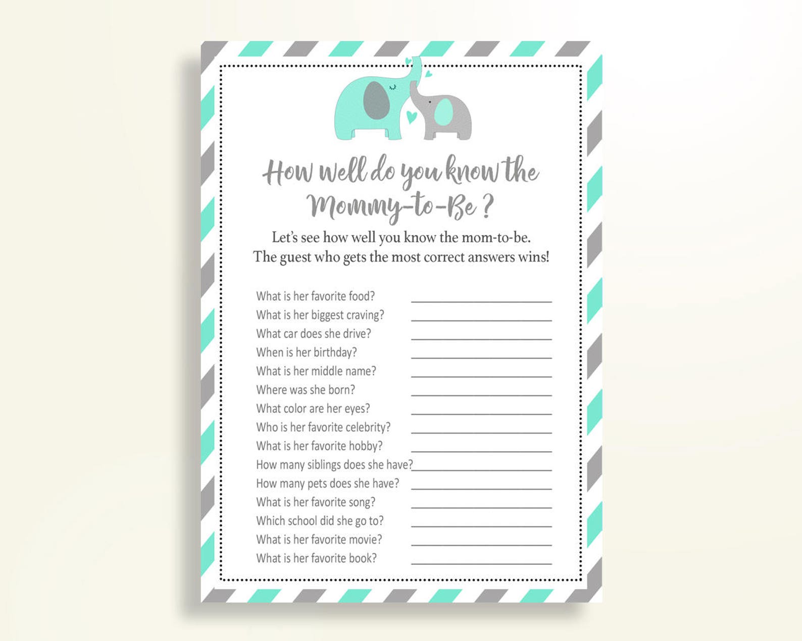 How Well Do You Know Mommy Baby Shower How Well Do You Know Etsy