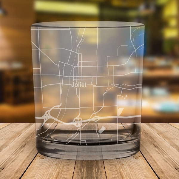 Joliet Illinois Map Whiskey Glass Gift