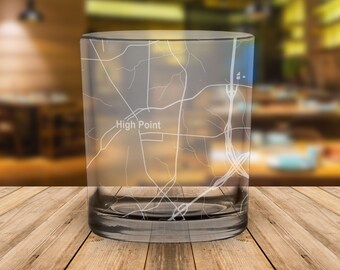 High Point North Carolina Map Whiskey Glass Gift