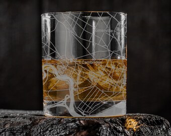 Cambridge Massachusetts City Map Whiskey Glass Gift