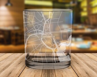 Providence Rhode Island Map Whiskey Glass Gift