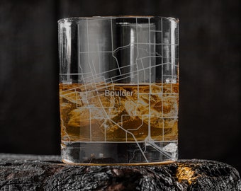 Boulder Colorado City Map Whiskey Glass Gift