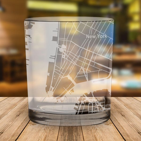 New York City New York Map Whiskey Glass Gift Yankees