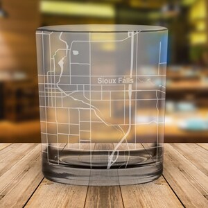 Sioux Falls South Dakota Map Whiskey Glass Gift