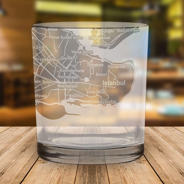 Istanbul Map Whiskey Glass Gift Turkey