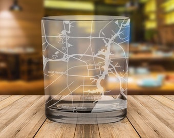 Hampton Virginia Map Whiskey Glass Gift