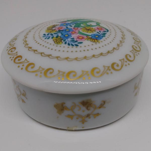 Cadeaux D'Amoir (Gifts Of Love) Hand Painted Vintage Trinket Box